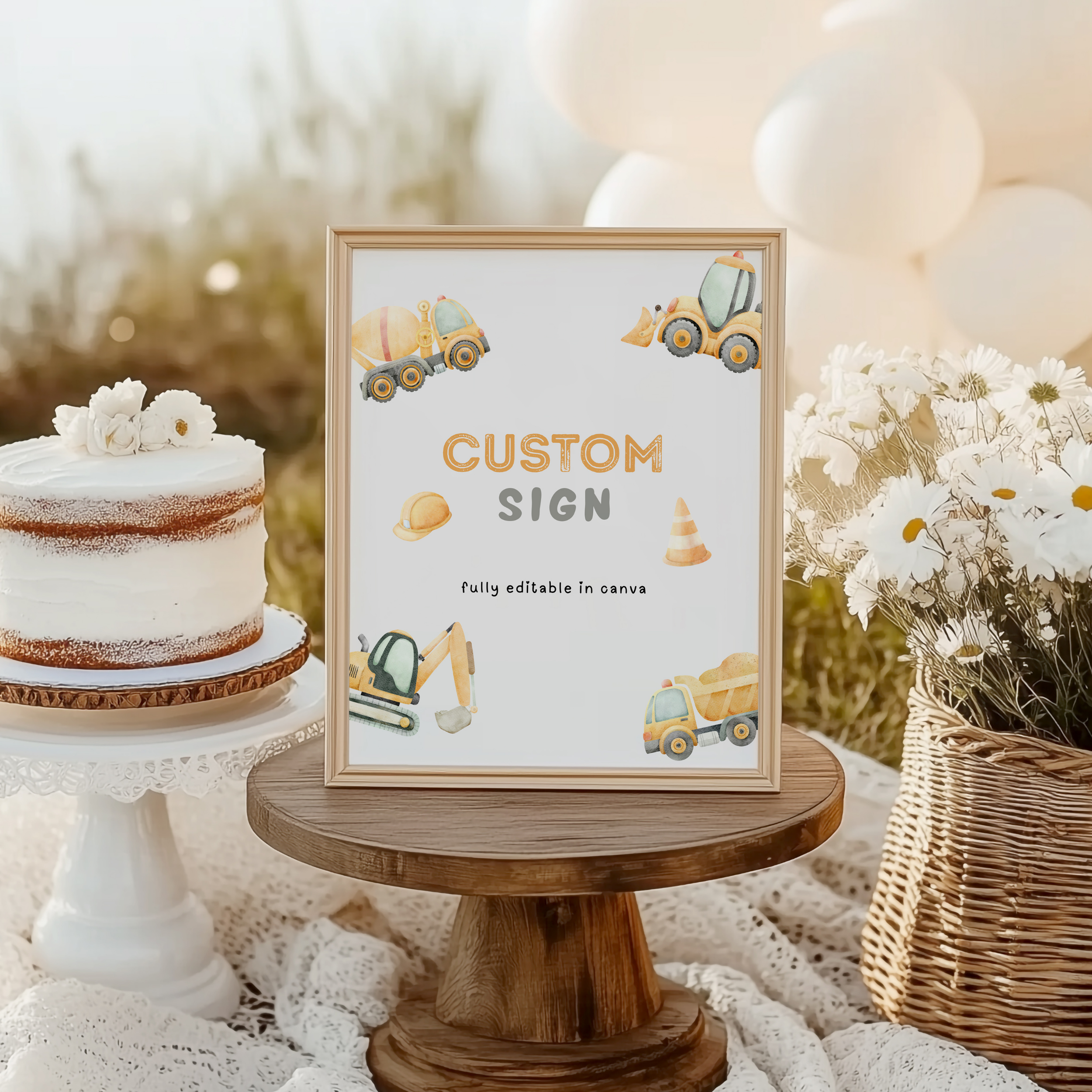 Custom Construction Birthday Sign