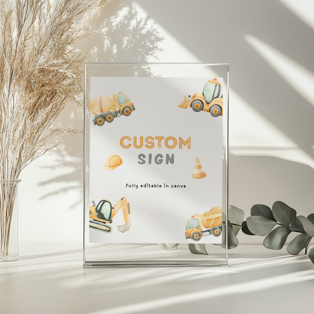 Custom Construction Birthday Sign