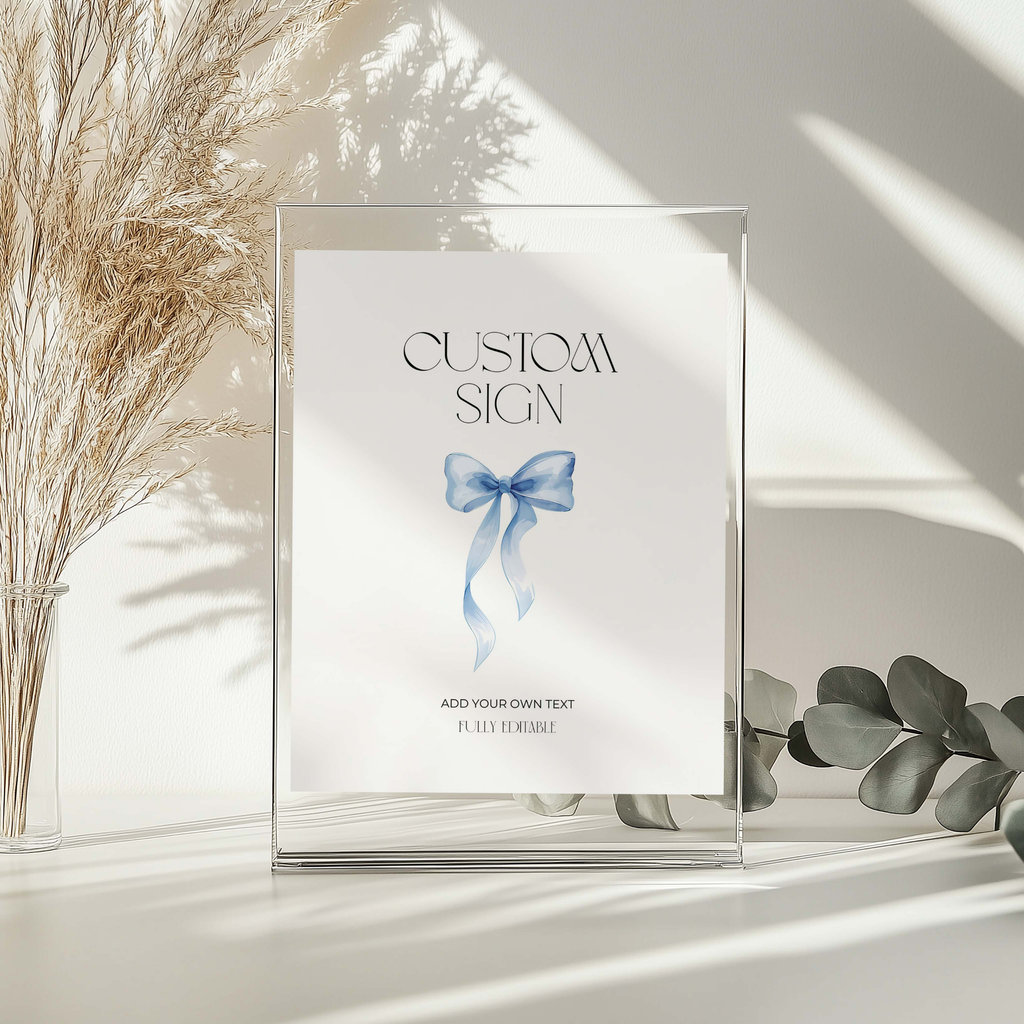 Custom Blue Bow Birthday Sign