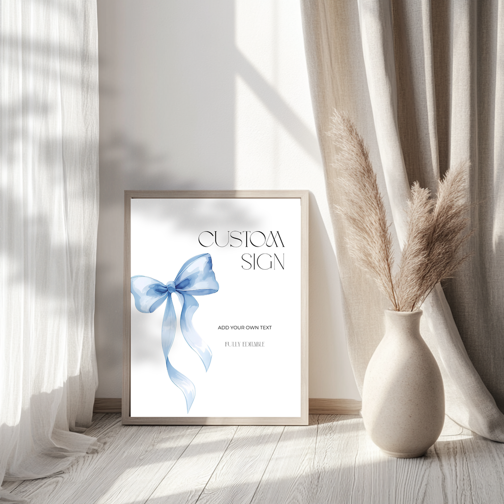 Custom Blue Bow Birthday Sign