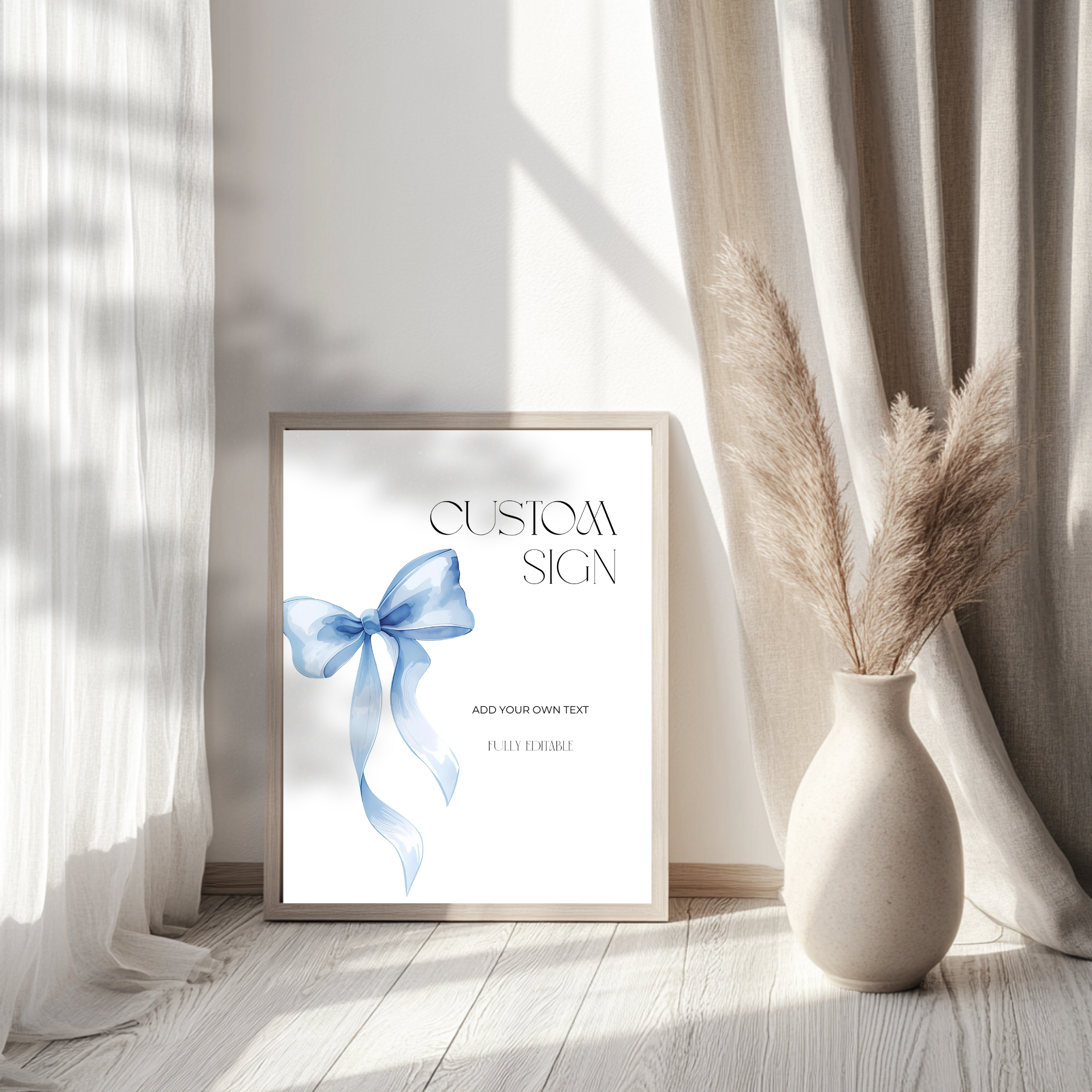 Custom Blue Bow Birthday Sign