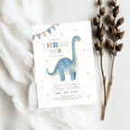 Dinosaur Three Rex 3rd Birthday Invitation Template Boys