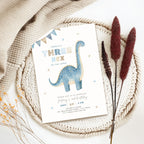 Dinosaur Three Rex 3rd Birthday Invitation Template Boys