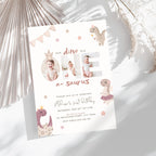 Pink Dinosaur First Birthday Photo Invitation Template Girls