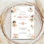 Pastel Fairy First Birthday Invitation Girls