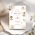 Pastel Fairy First Birthday Invitation Girls