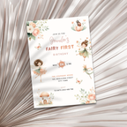 Pastel Fairy First Birthday Invitation Girls