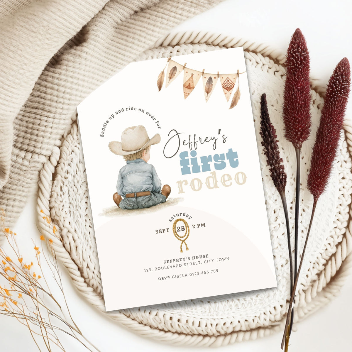 First Rodeo Birthday Invitation Template Boys – image 4