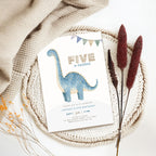 Dinosaur Five A-Saurus 5th Birthday Invitation Boys