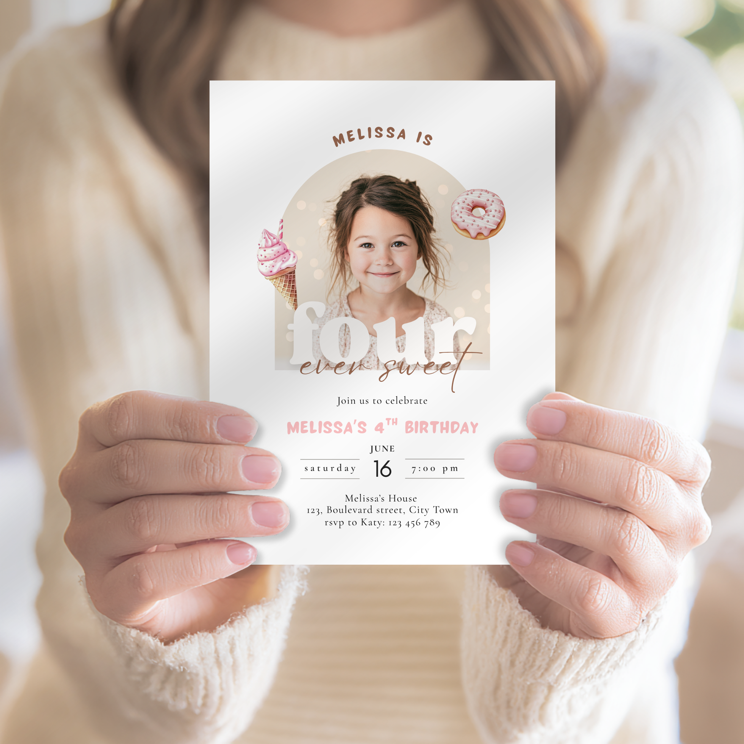 Four Ever Sweet Birthday Invitation Photo Girls