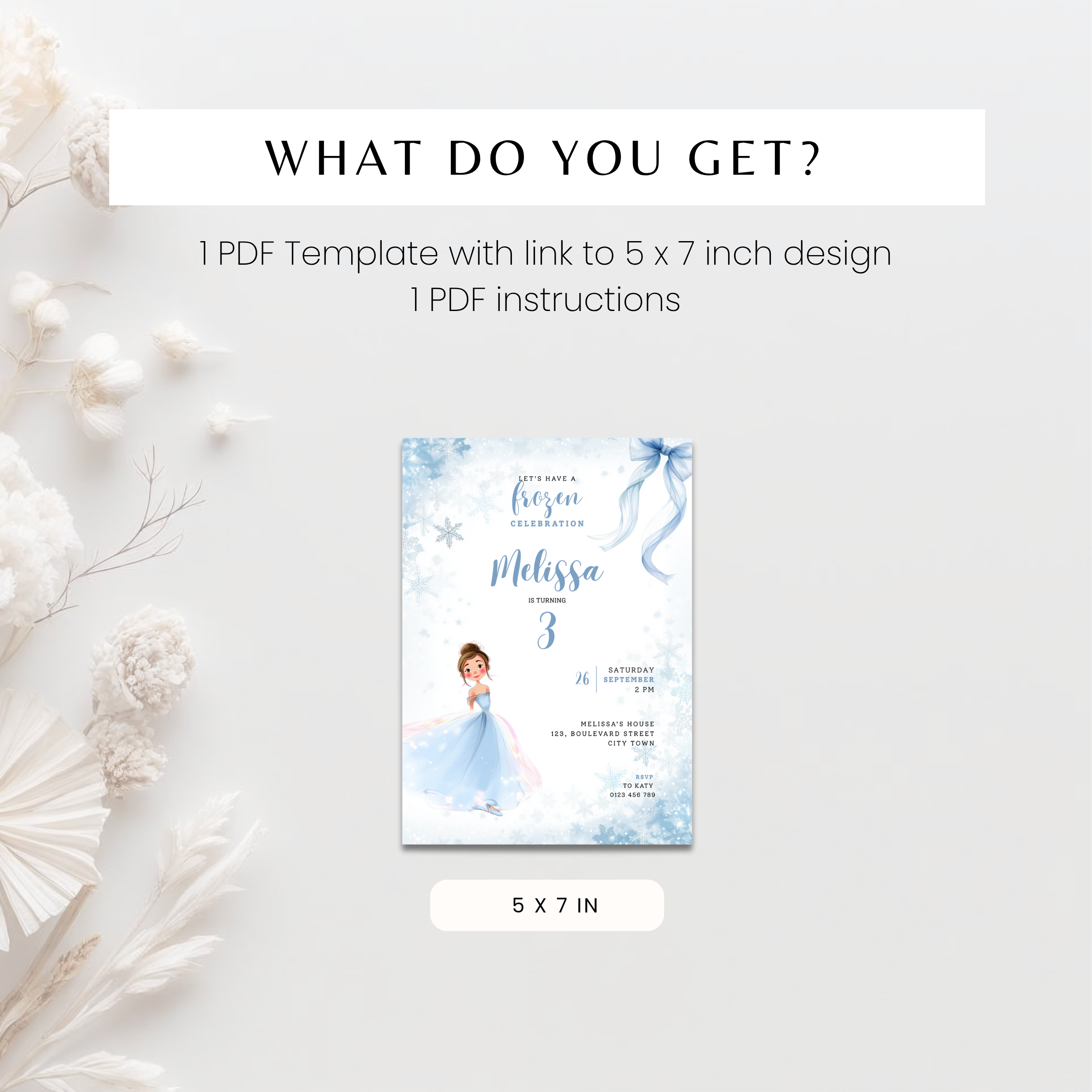 Blue Fairy 3rd Birthday Invitation Template Girls