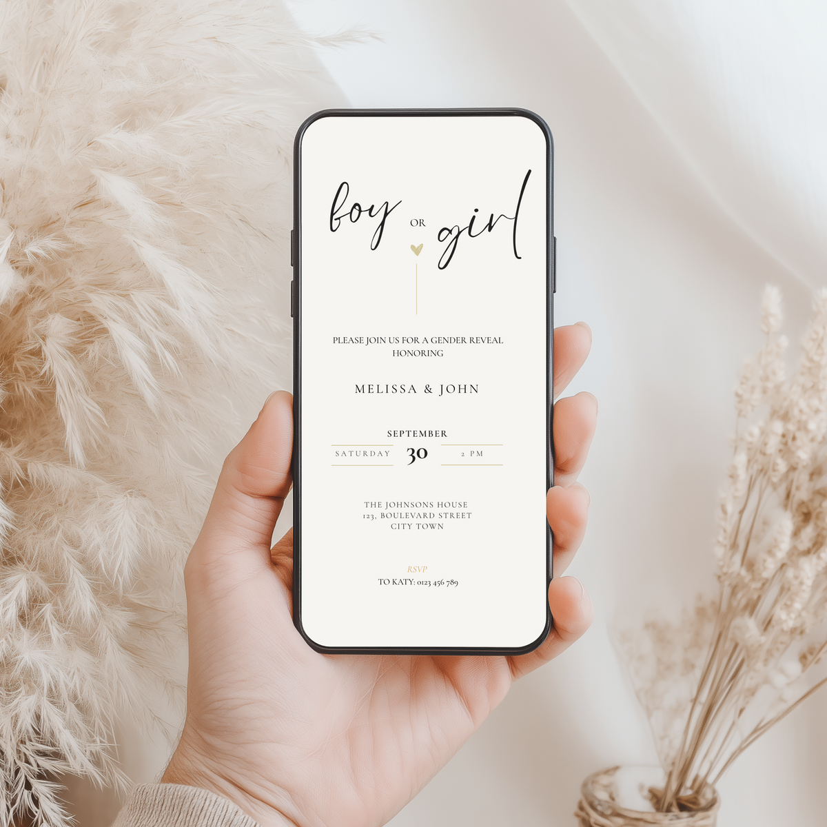 Minimal Gender Reveal Invitation Template – image 2
