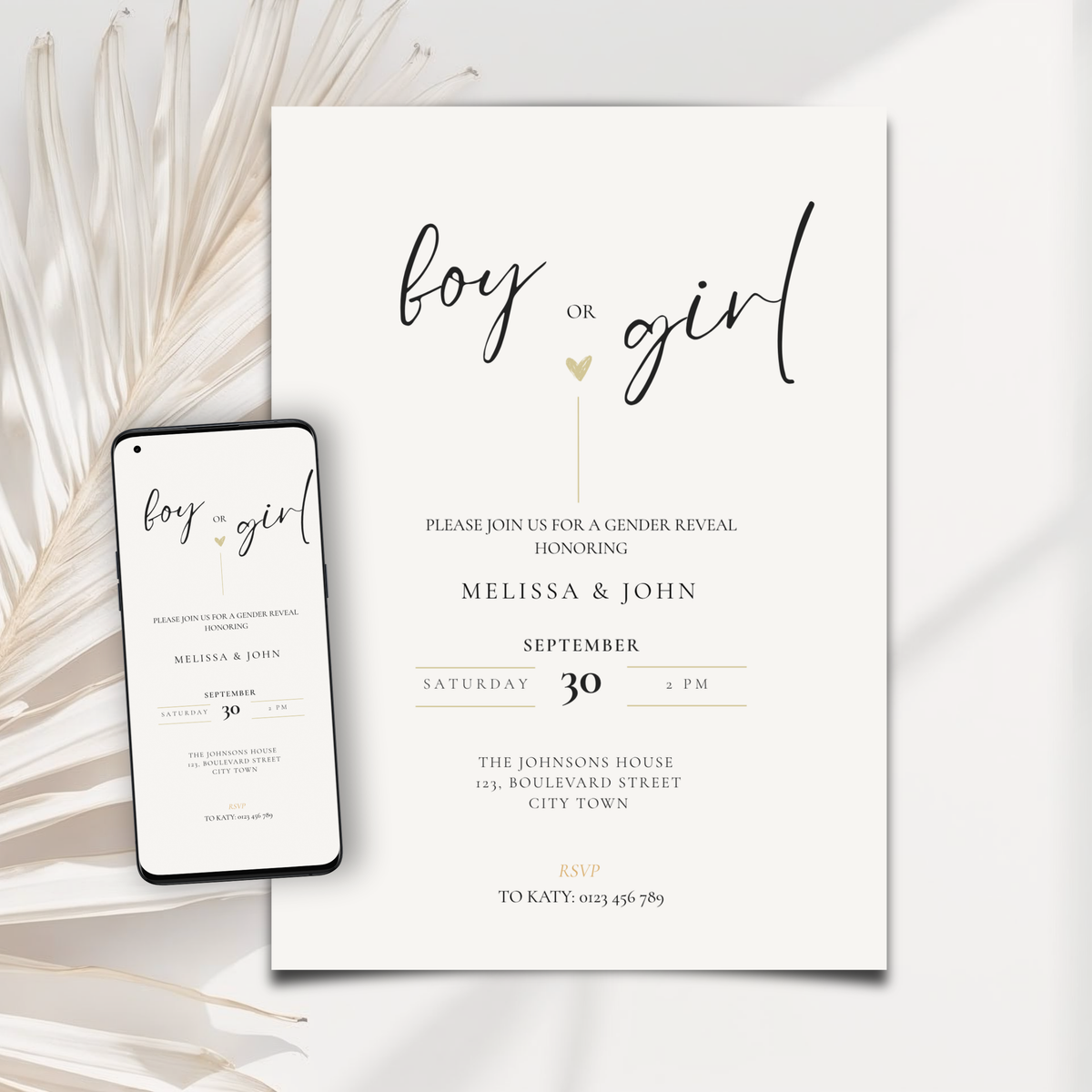 Minimal Gender Reveal Invitation Template – image 4