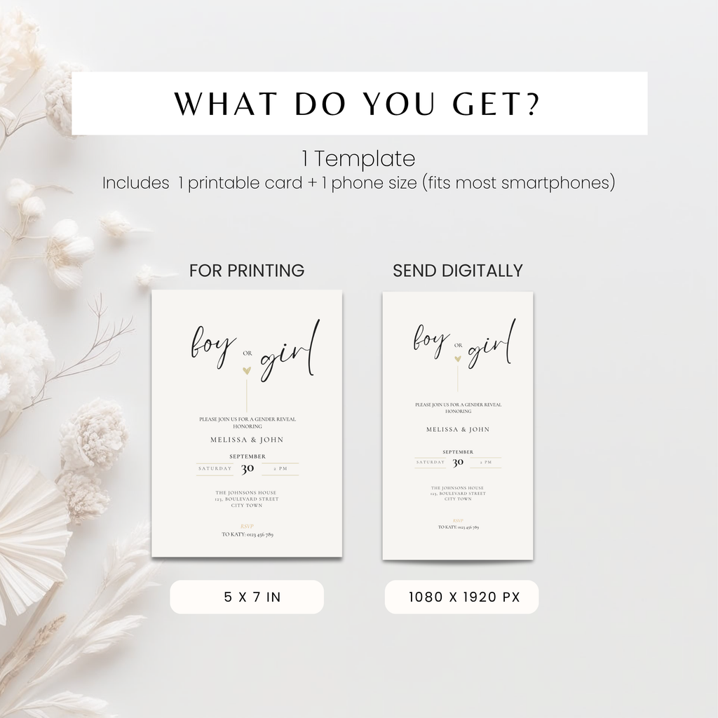 Minimal Gender Reveal Invitation Template – image 5