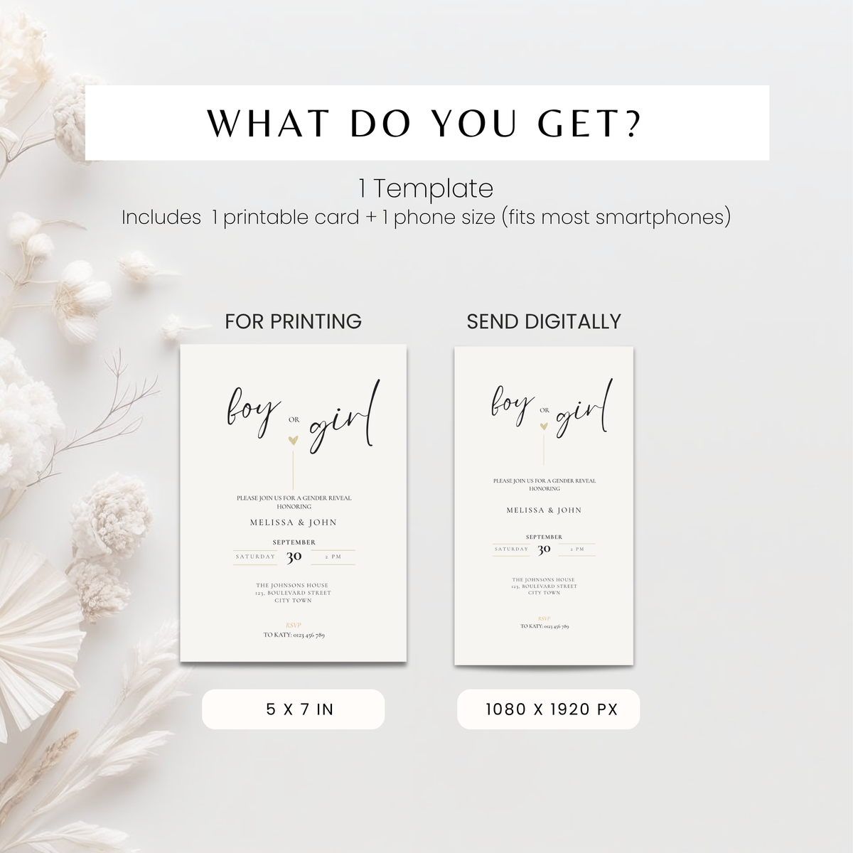 Minimal Gender Reveal Invitation Template – image 5