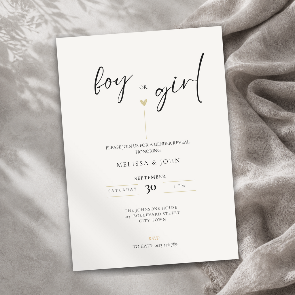 Minimal Gender Reveal Invitation Template – image 3