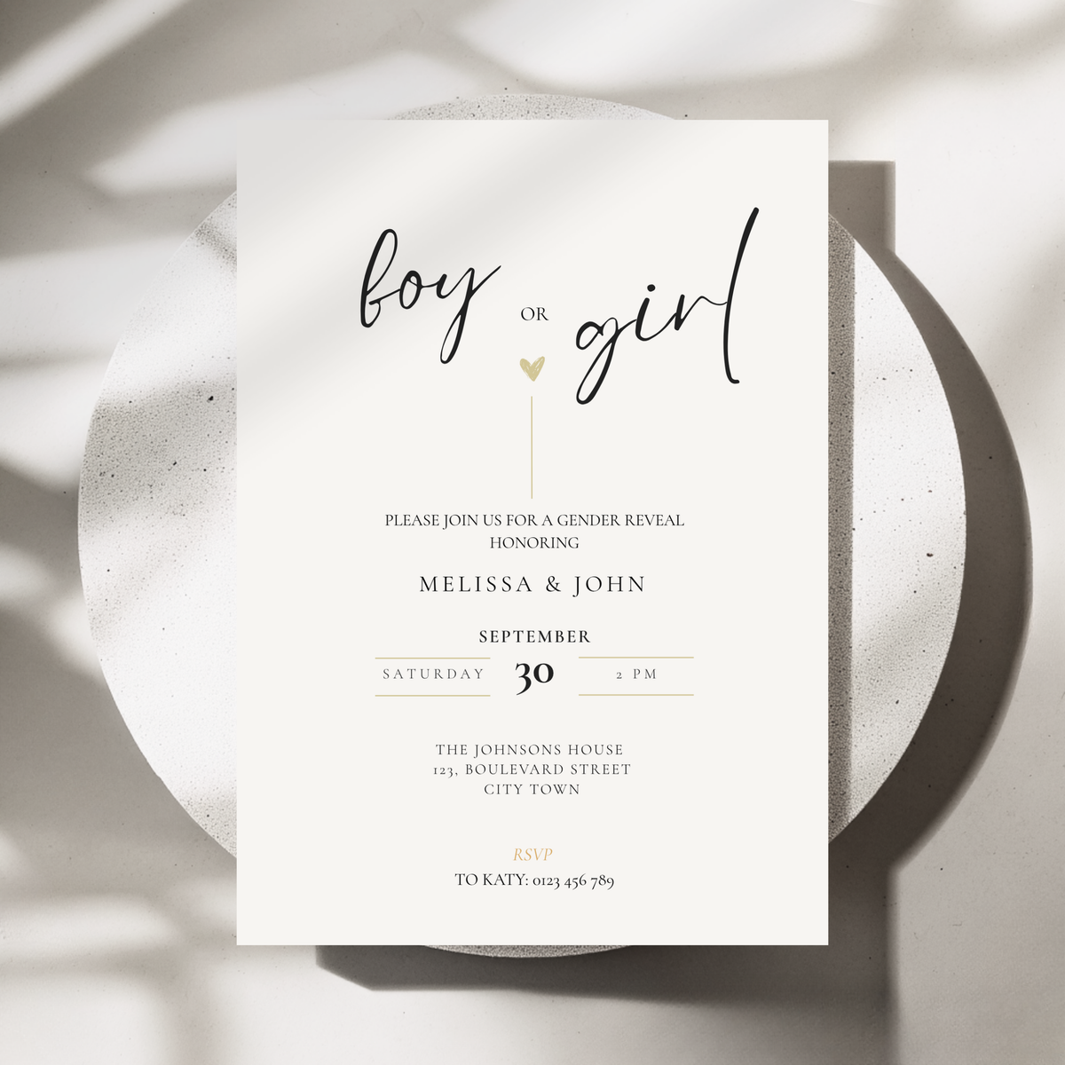 Minimal Gender Reveal Invitation Template – image 1