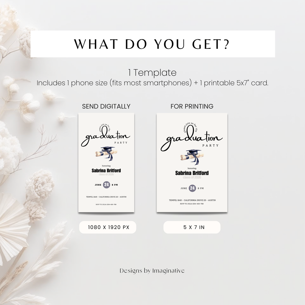 Minimal Elegant Graduation Party Invitation