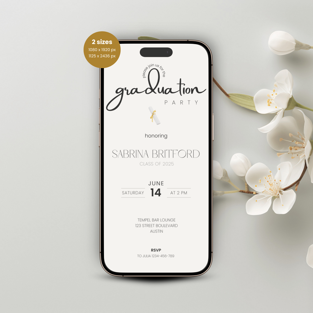 Minimal Graduation Party Invitation Beige