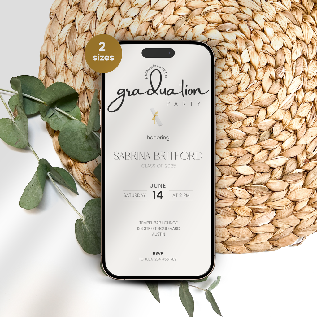 Minimal Graduation Party Invitation Beige