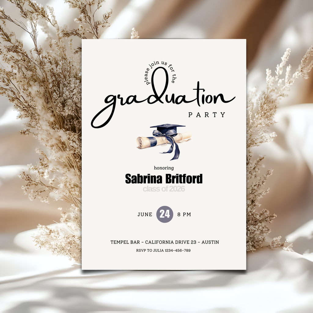 Minimal Elegant Graduation Party Invitation
