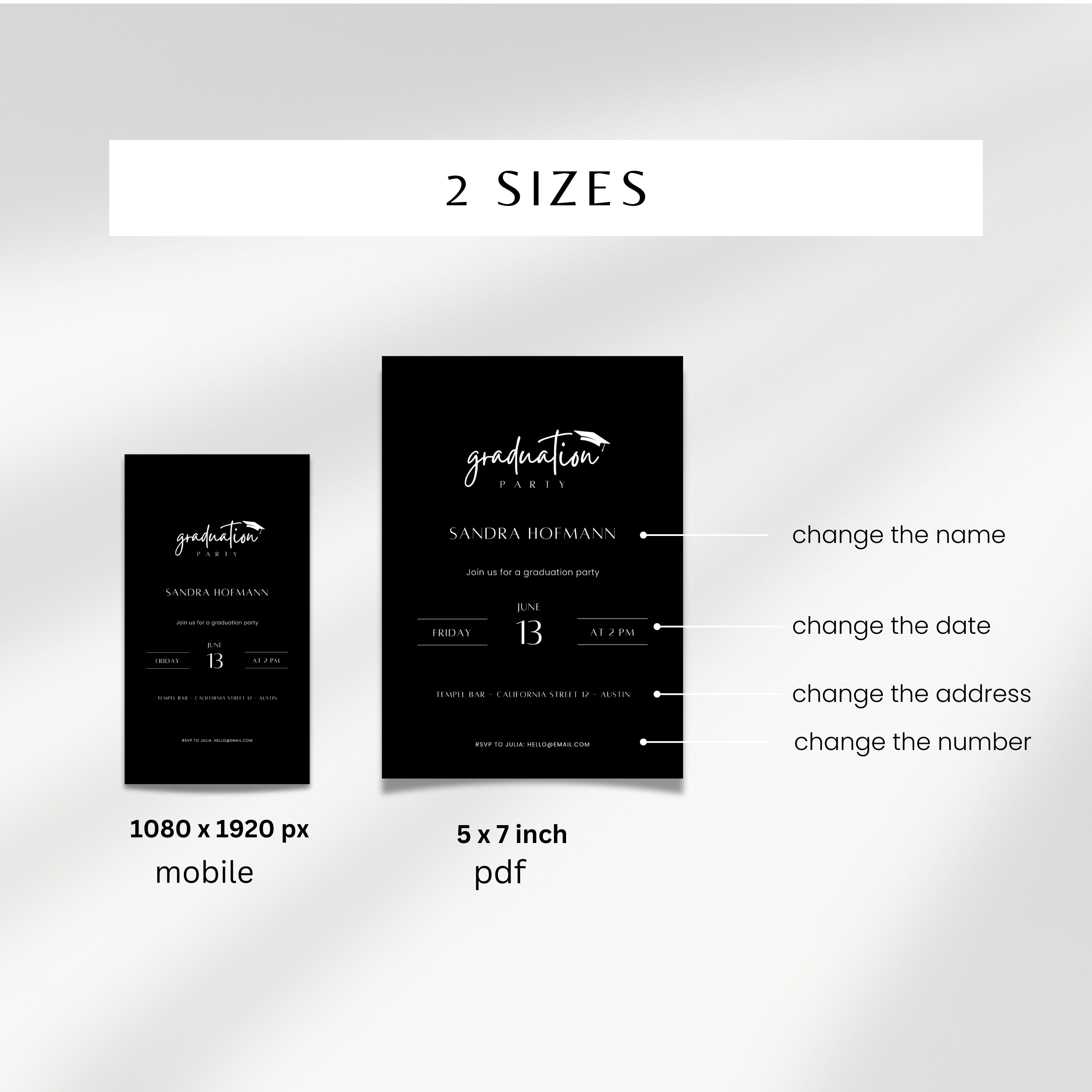 Minimal Black Graduation Invitation Party
