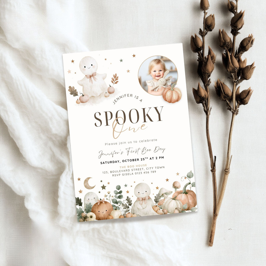 Halloween Spooky One First Birthday Invitation Template