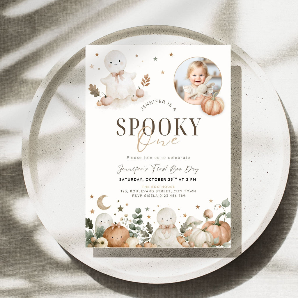 Halloween Spooky One First Birthday Invitation Template