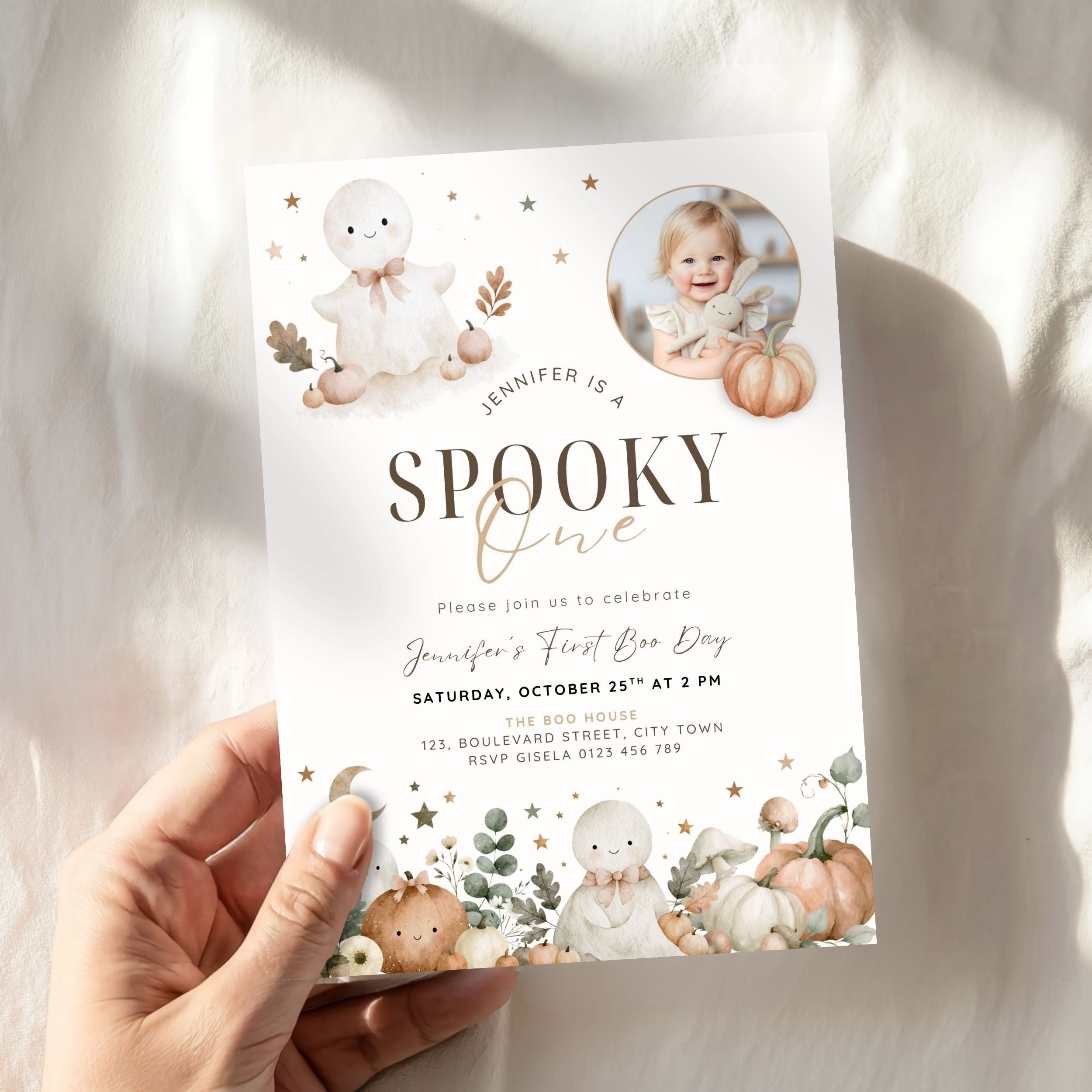Halloween Spooky One First Birthday Invitation Template