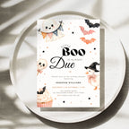 A Litte Boo is almost Due baby shower invitation with cute halloween illustrations