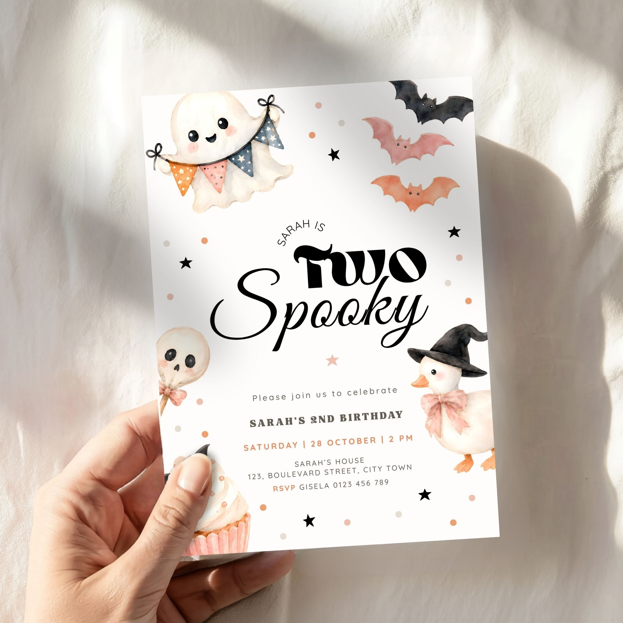 Halloween Two Spooky 2nd Birthday Invitation Template Girls