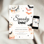 Halloween Spooky One Birthday Invitation Template Girls