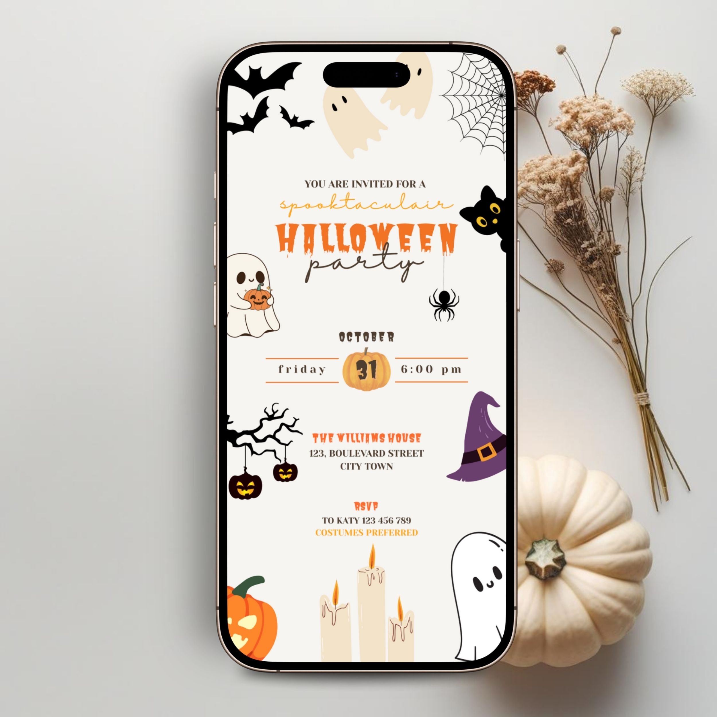 Spooky Ghost Halloween Party Invitation