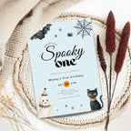 Halloween Blue Spooky One First Birthday Invitation
