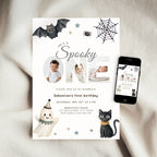 Halloween Spooky One First Birthday Photo Invitation