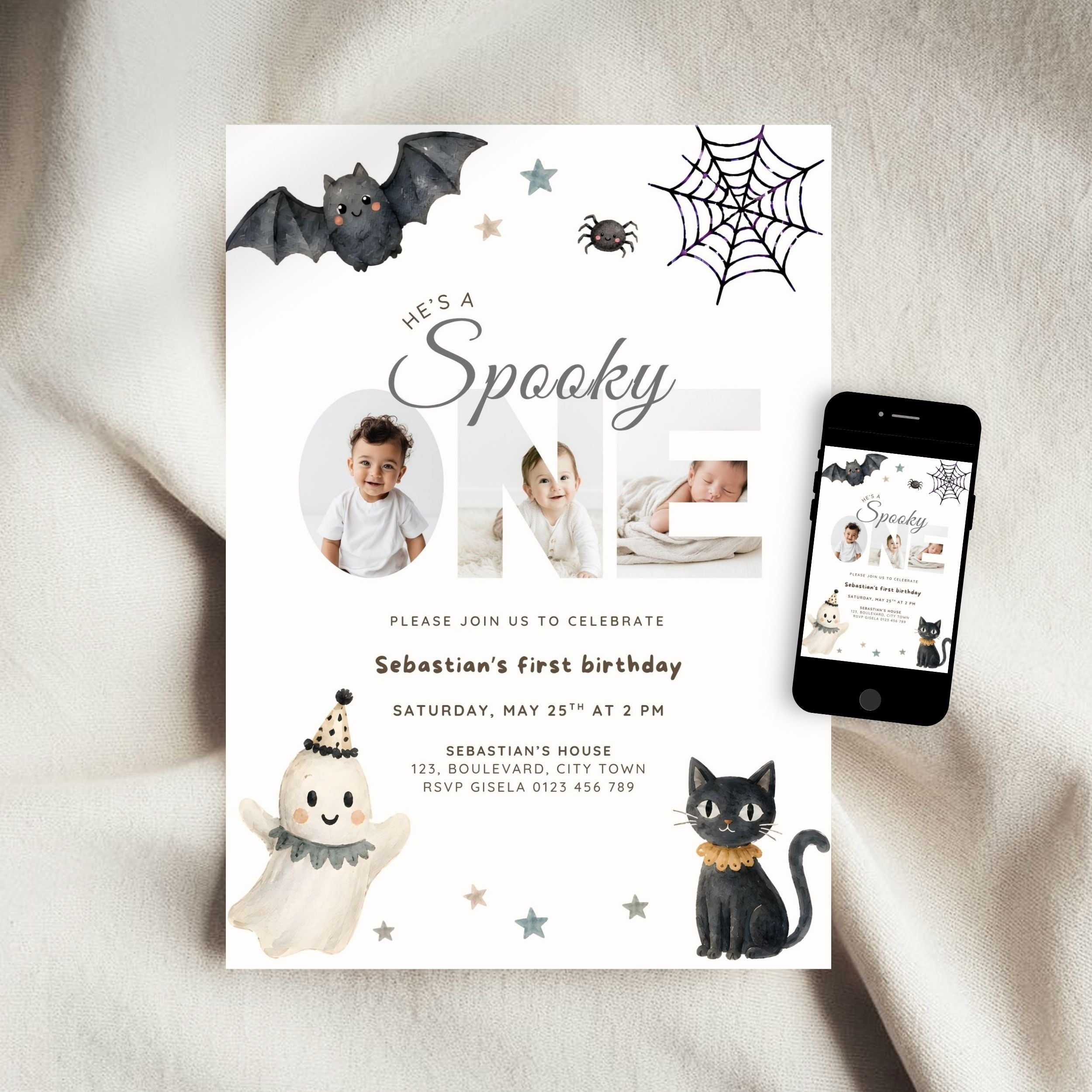 Halloween Spooky One First Birthday Photo Invitation