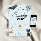 Halloween Blue Spooky One First Birthday Invitation