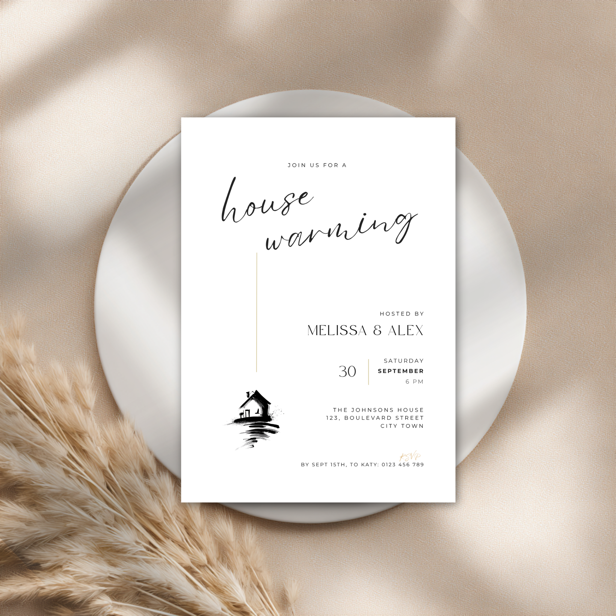 Stylish Hand Drawn Housewarming Invitation