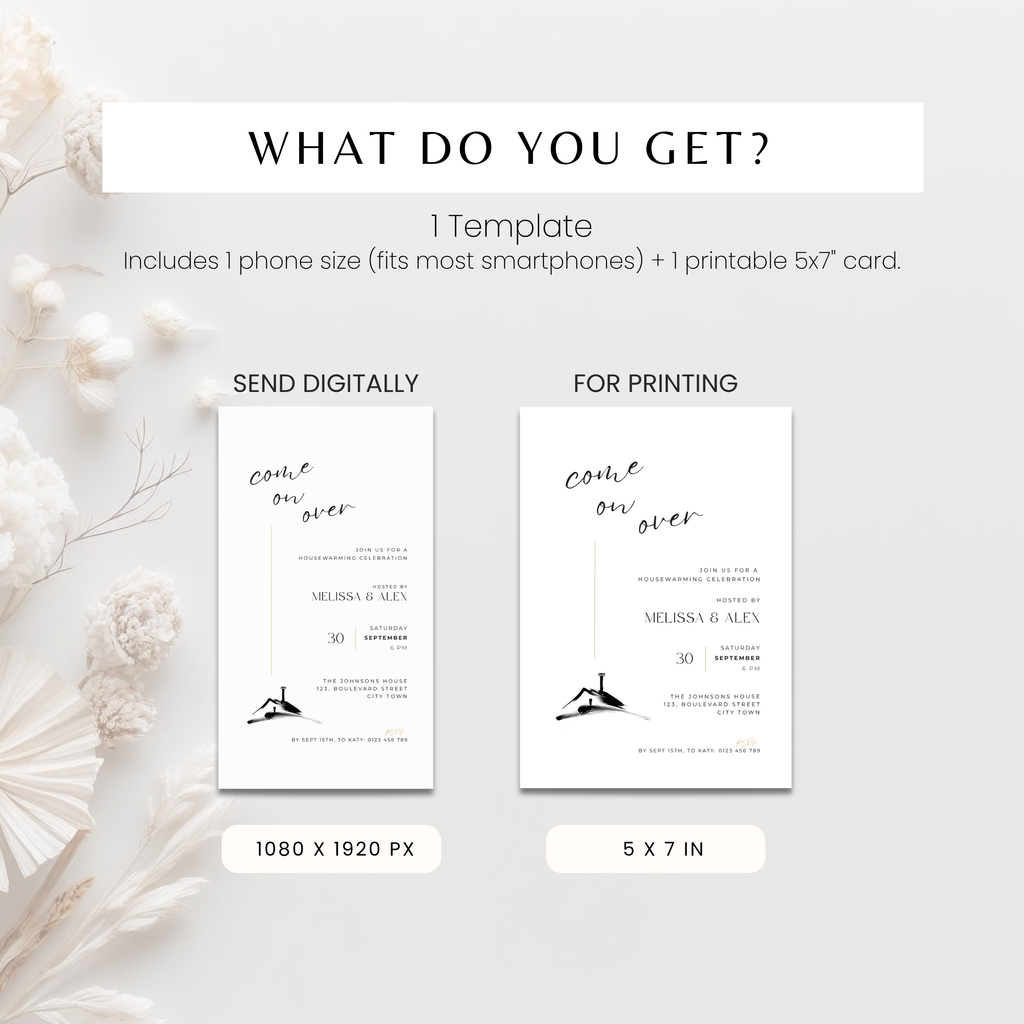Minimalist Come On Over Housewarming Invitation