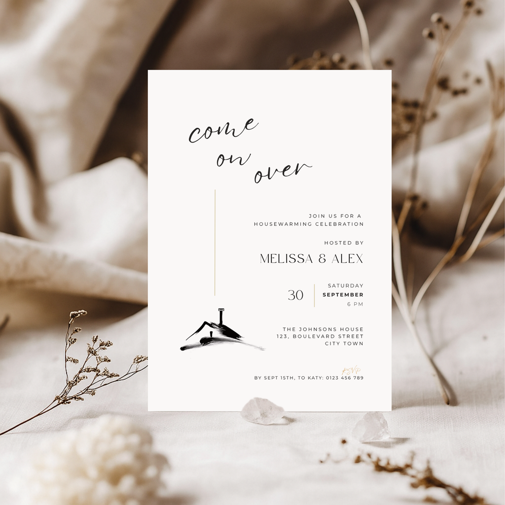 Minimalist Come On Over Housewarming Invitation