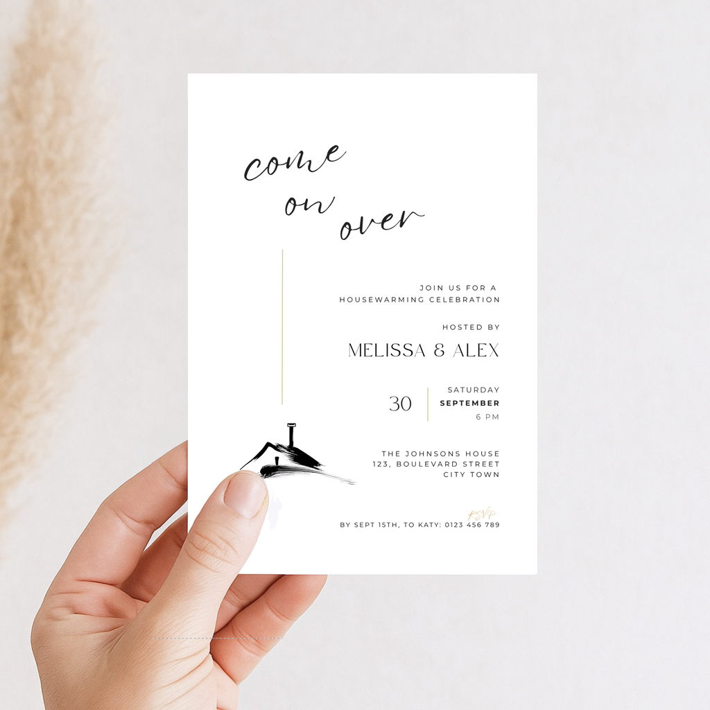 Minimalist Come On Over Housewarming Invitation