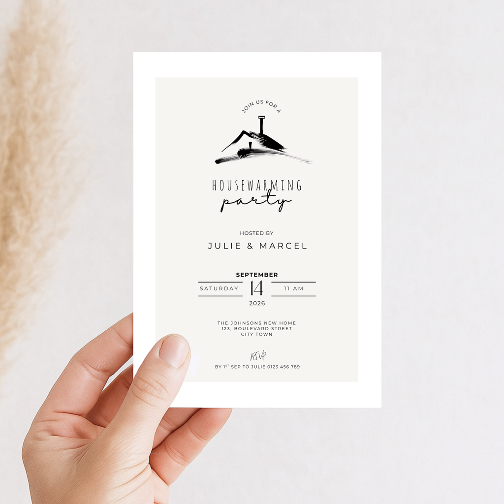 Elegant Minimal Beige Housewarming Invitation Template