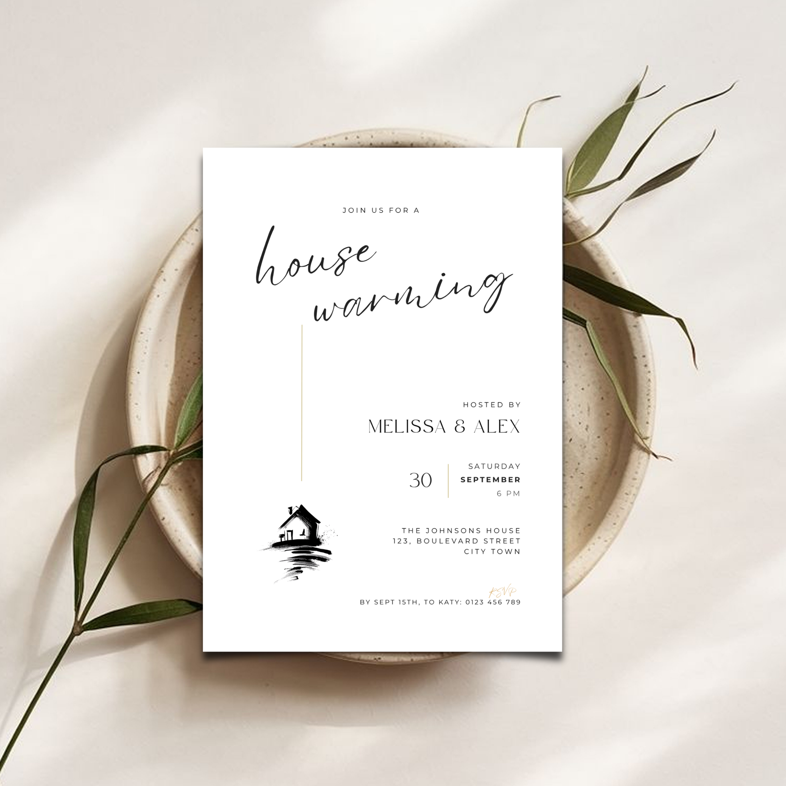 Stylish Hand Drawn Housewarming Invitation