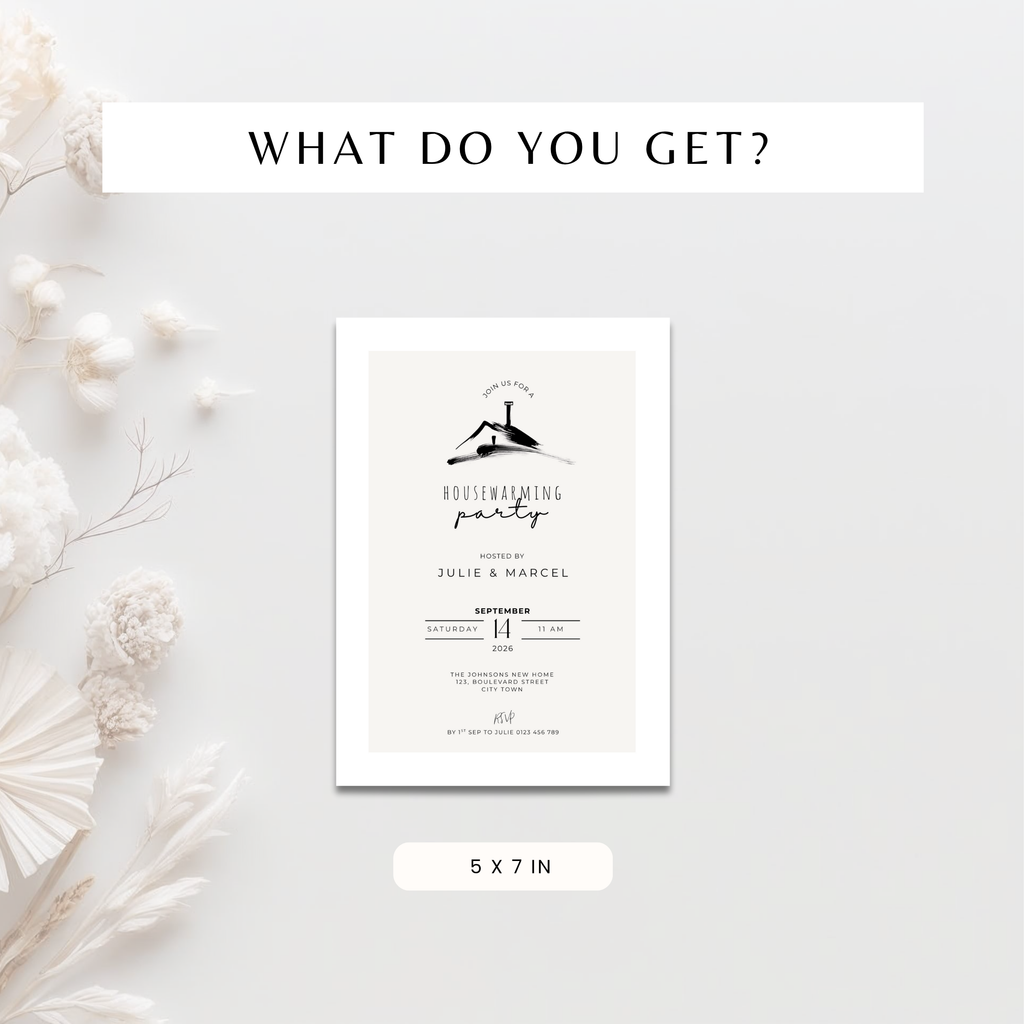 Elegant Minimal Beige Housewarming Invitation Template