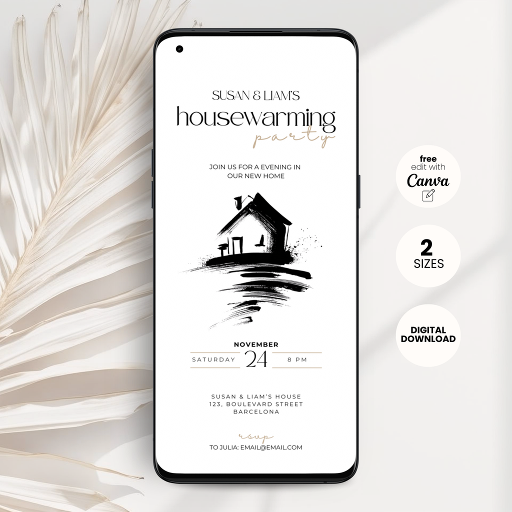 Minimal Hand Drawn Housewarming Invitation