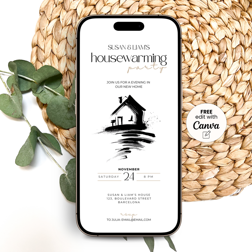 Minimal Hand Drawn Housewarming Invitation