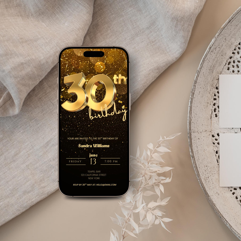 Golden 30th Birthday Invitation