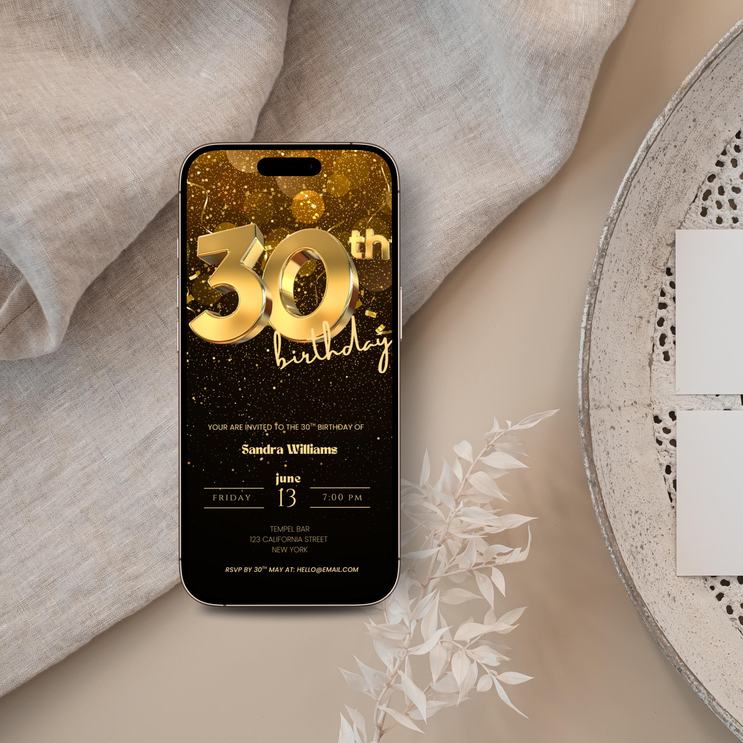 Golden 30th Birthday Invitation