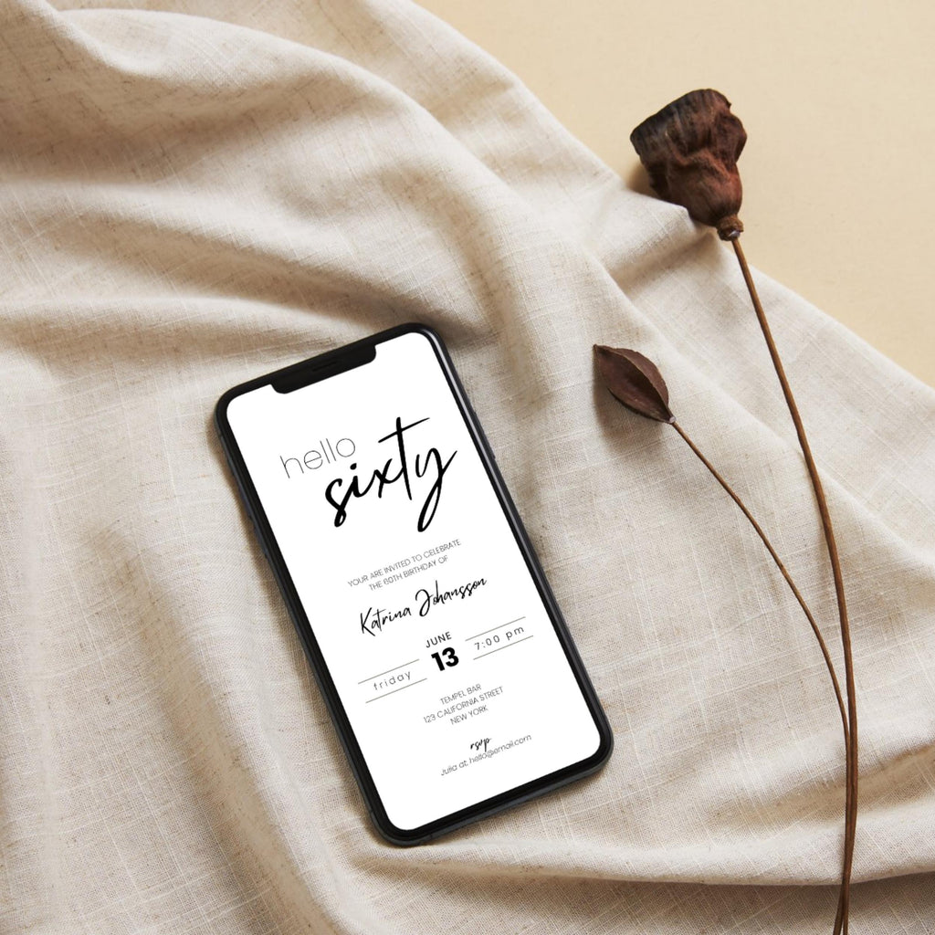 Minimal Elegant 60th Birthday Invitation
