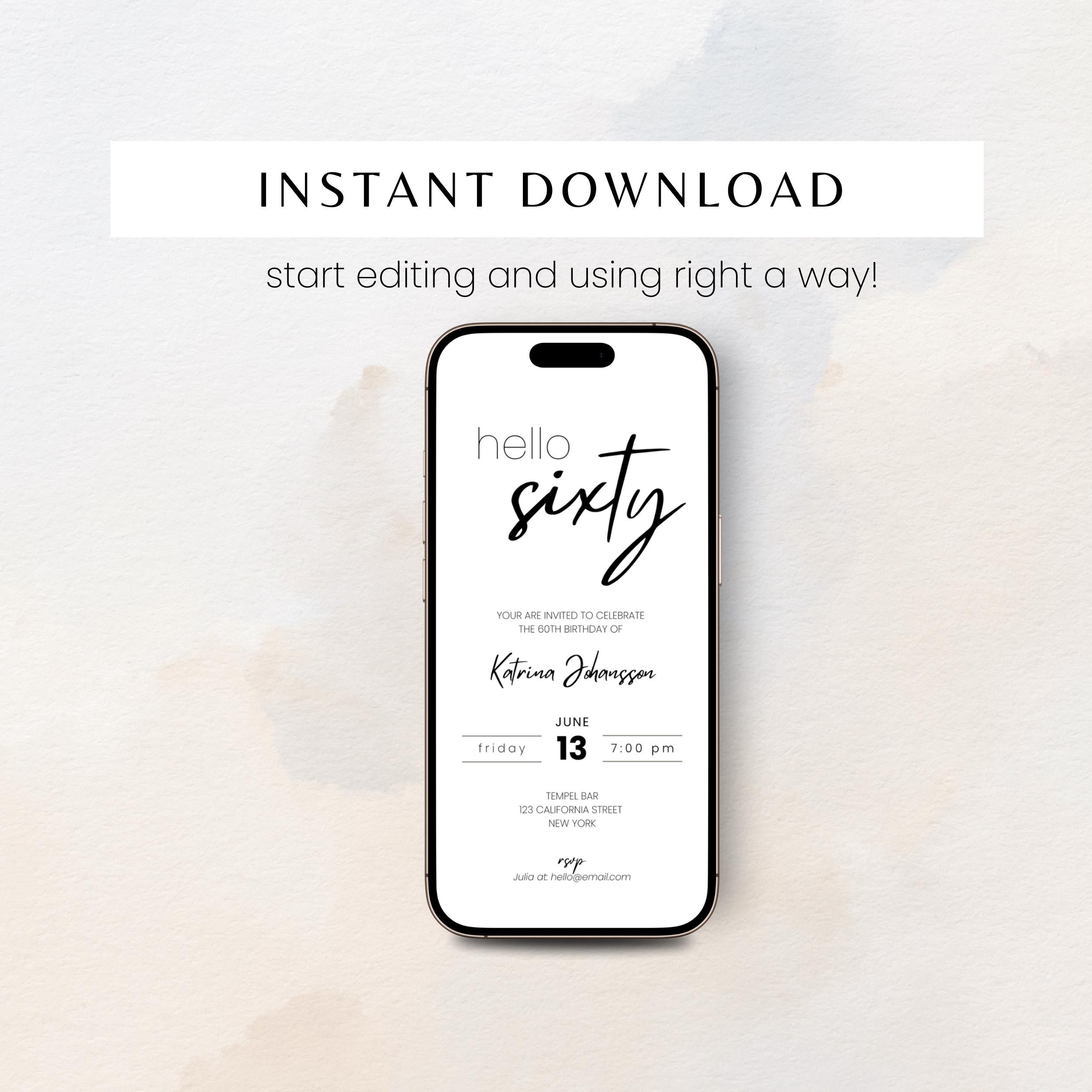 Minimal Elegant 60th Birthday Invitation